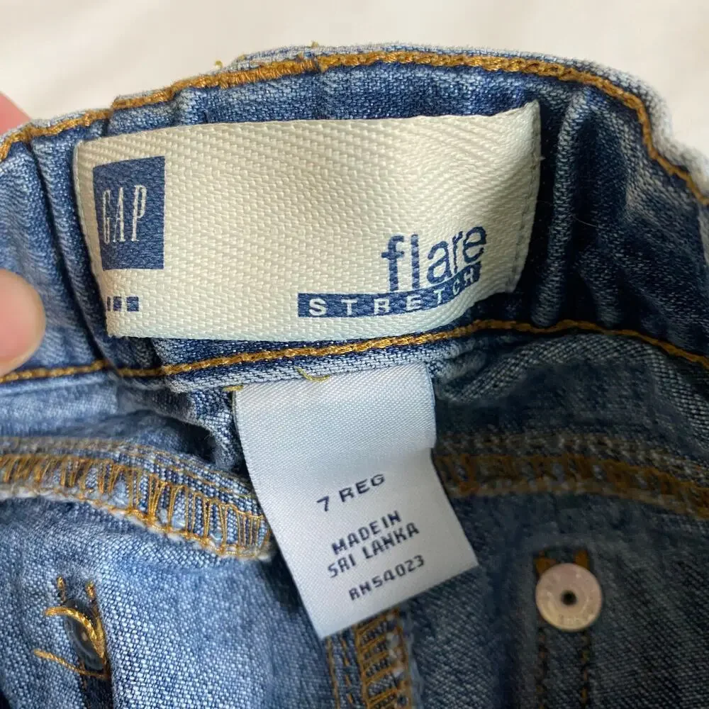 Vintage Gap Butterfly Embroidered Flare Stretch Denim Jeans Sz 7